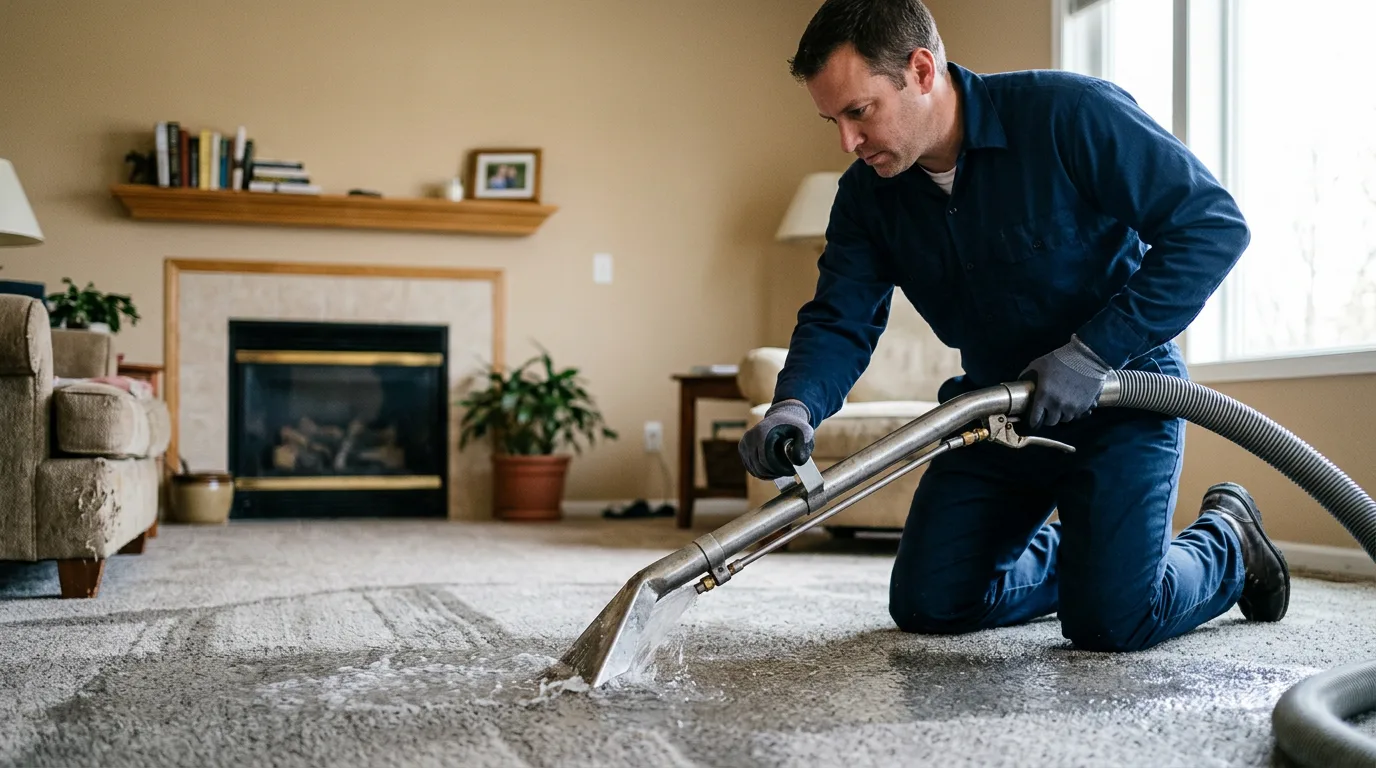 Water damage restoration technician working near Cosmopolis, WA